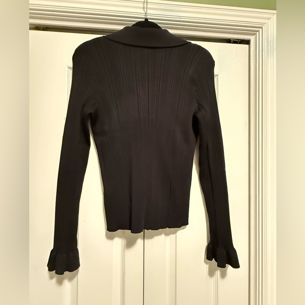 Self-Portrait Black Ribbed blouse with Heart Accents - Picture 6 of 6